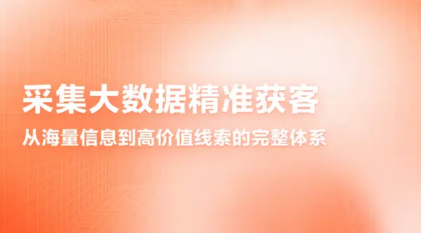 采集大数据精准获客：从海量信息到高价值线索的完整体系