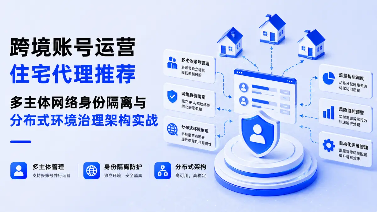 跨境账号运营住宅代理推荐:多主体网络身份隔离与分布式环境治理架构实战