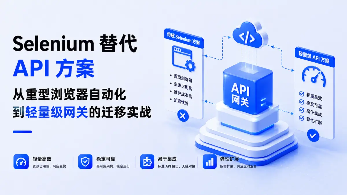 Selenium 替代 API 方案:从重型浏览器自动化到轻量级网关的迁移实战