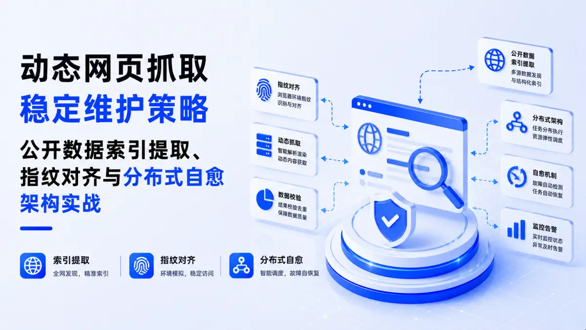 动态网页抓取稳定维护策略:公开数据索引提取、指纹对齐与分布式自愈架构实战